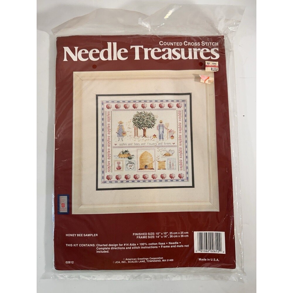 Cross Stitch Needle Treasures Counter Honey Bee Sampler #02612 Made In USA New
